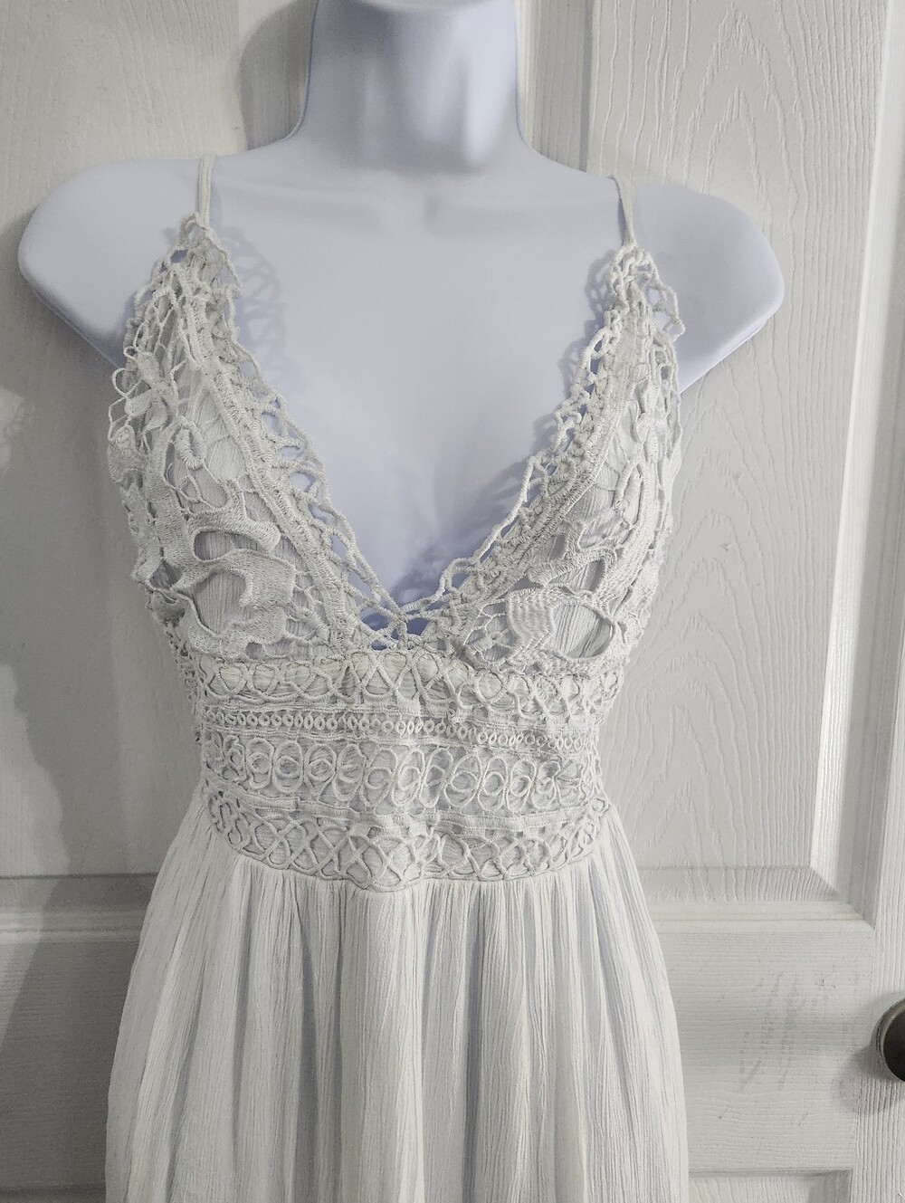 White crochet top LG midi dress ethereal goddess fairy edwardian boho feminine - Picture 2 of 12